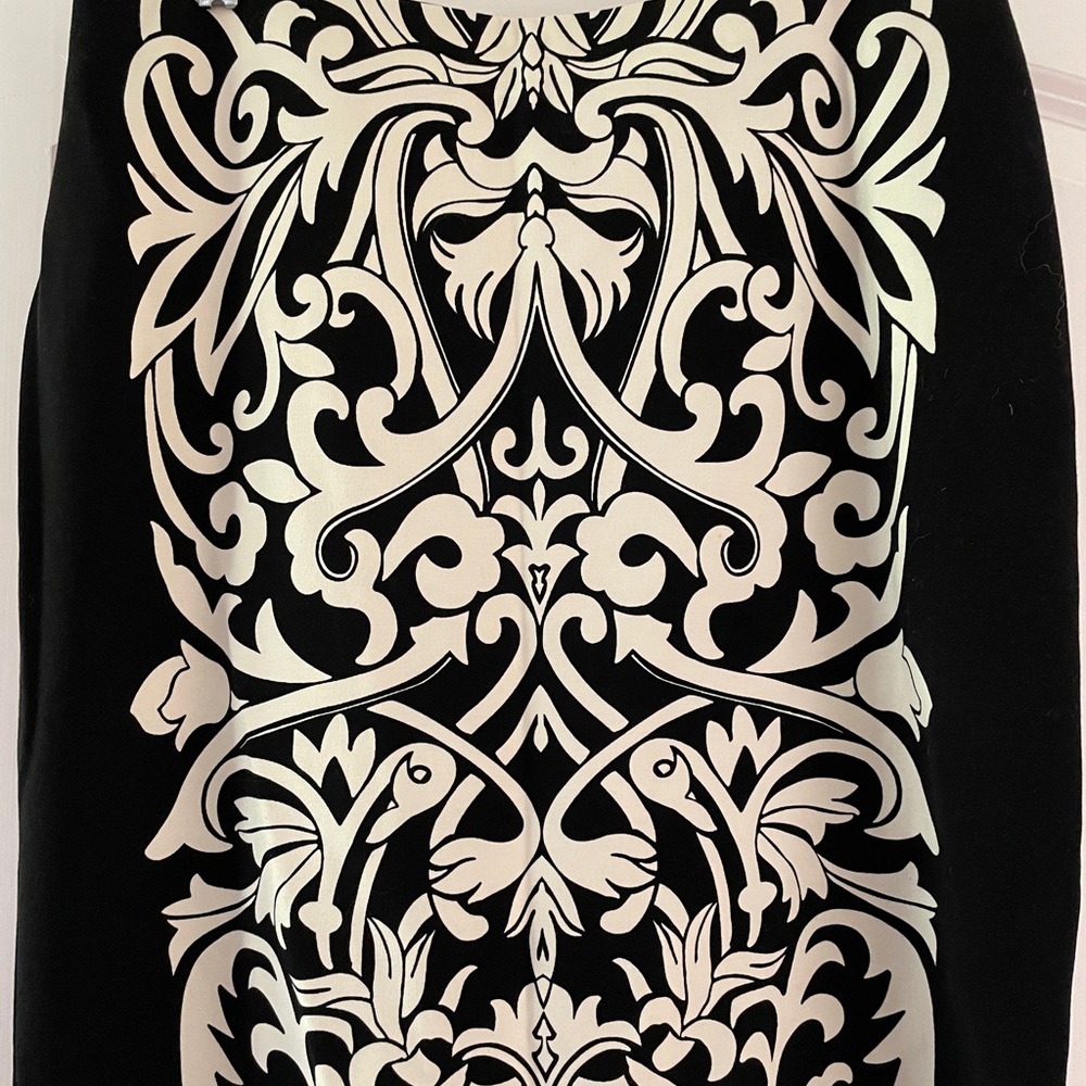 Embellished Black and White Cocktail A-Line Skirt